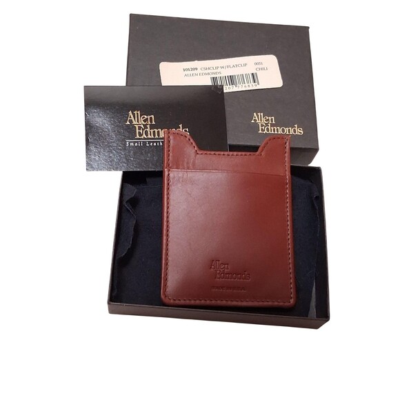 Allen Edmonds Money Clip Wallet Mens Brown Chili Leather Made in USA 1010209 - Picture 1 of 7